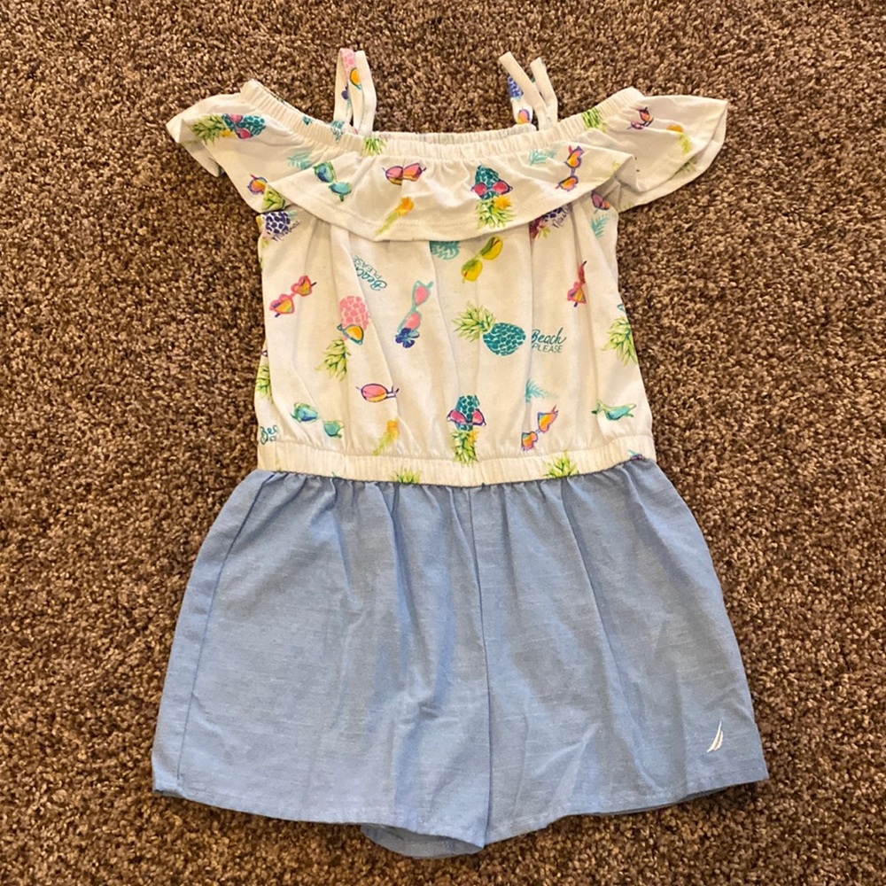 Nautica Girls Beach Off the Shoulder Romper - Size 4